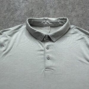 Lululemon Evolution Polo Shirt Men M Gray Short Sleeve Slim Fit Solid 42" x 30"